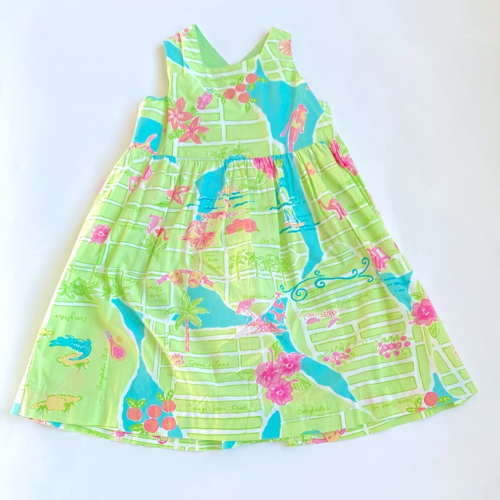 Lilly Pulitzer Girl’s criss cross Palm Beach map print dress